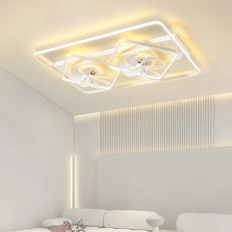 Modern thin-suction ceiling fan with integrated light fitting, 110cm diameter with acrylic shade