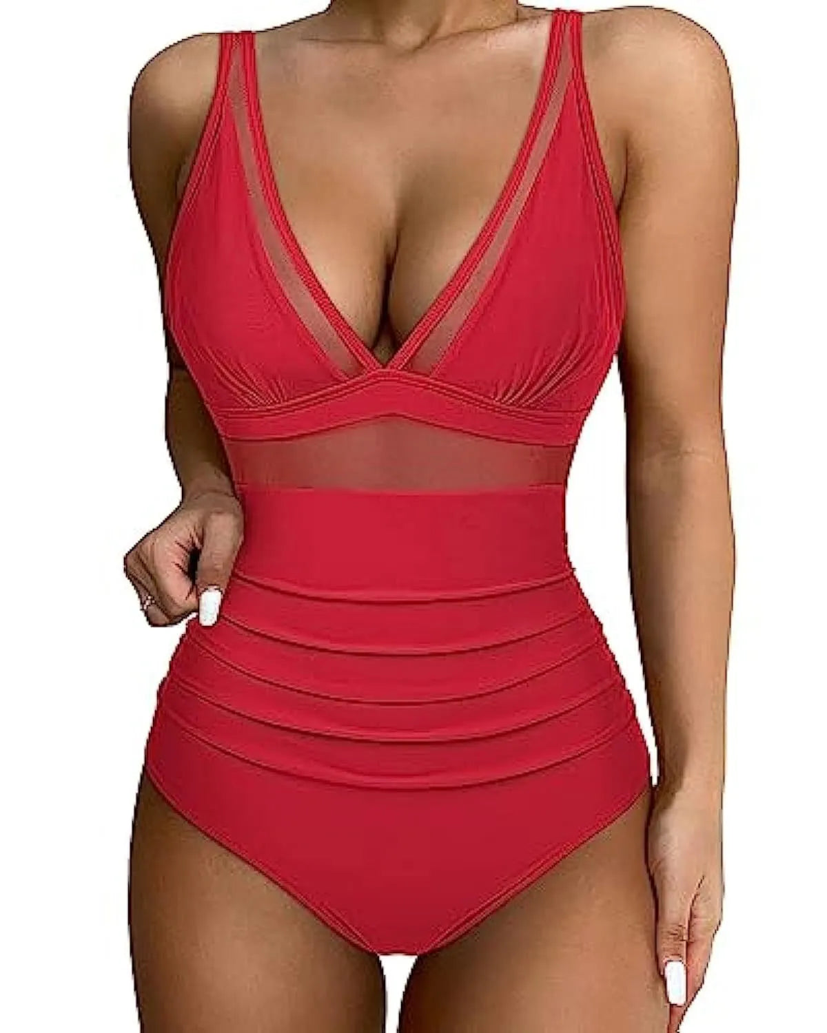 Women's high waist backless one-piece swimsuit in quick-drying polyester fabric