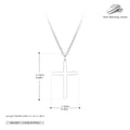 Sterling silver necklace with glossy cross pendant on O-shaped chain, adjustable length