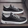Men's casual white summer shoes with round toe and flat sole in Korean style.