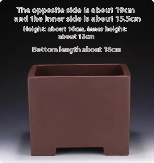 Purple clay square succulent bonsai pot with classical design for plant display