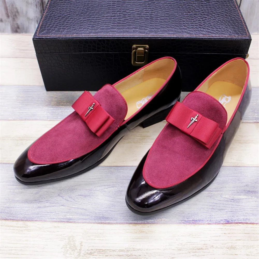 Men's matte patent leather shoes with tassel detail in European style