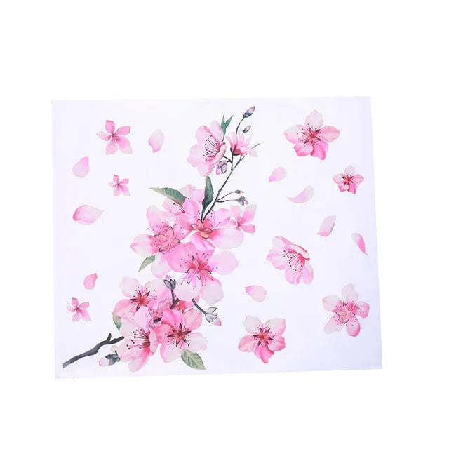 Cherry blossom flower pattern car sticker on vehicle window showing two size options