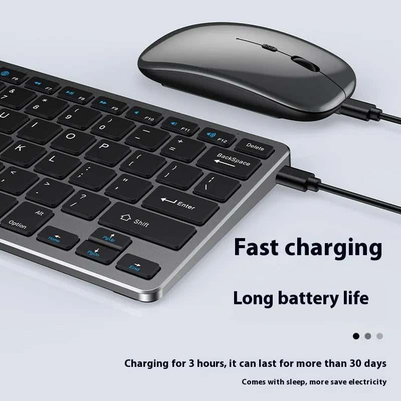 Ultra-thin wireless keyboard and mouse set in black colour with rechargeable design