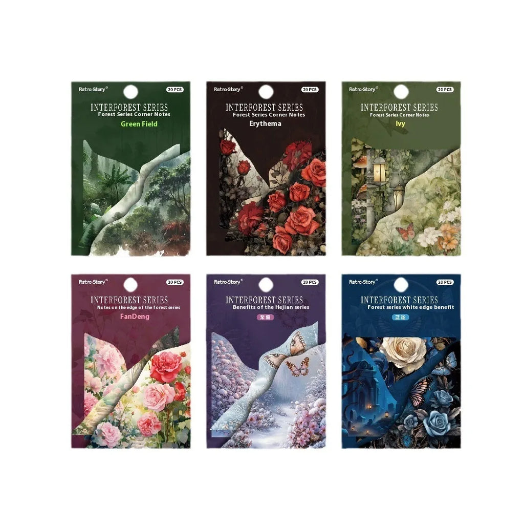 Pack of 20 creative DIY bookmarks with modern printed designs in six colour theme options.