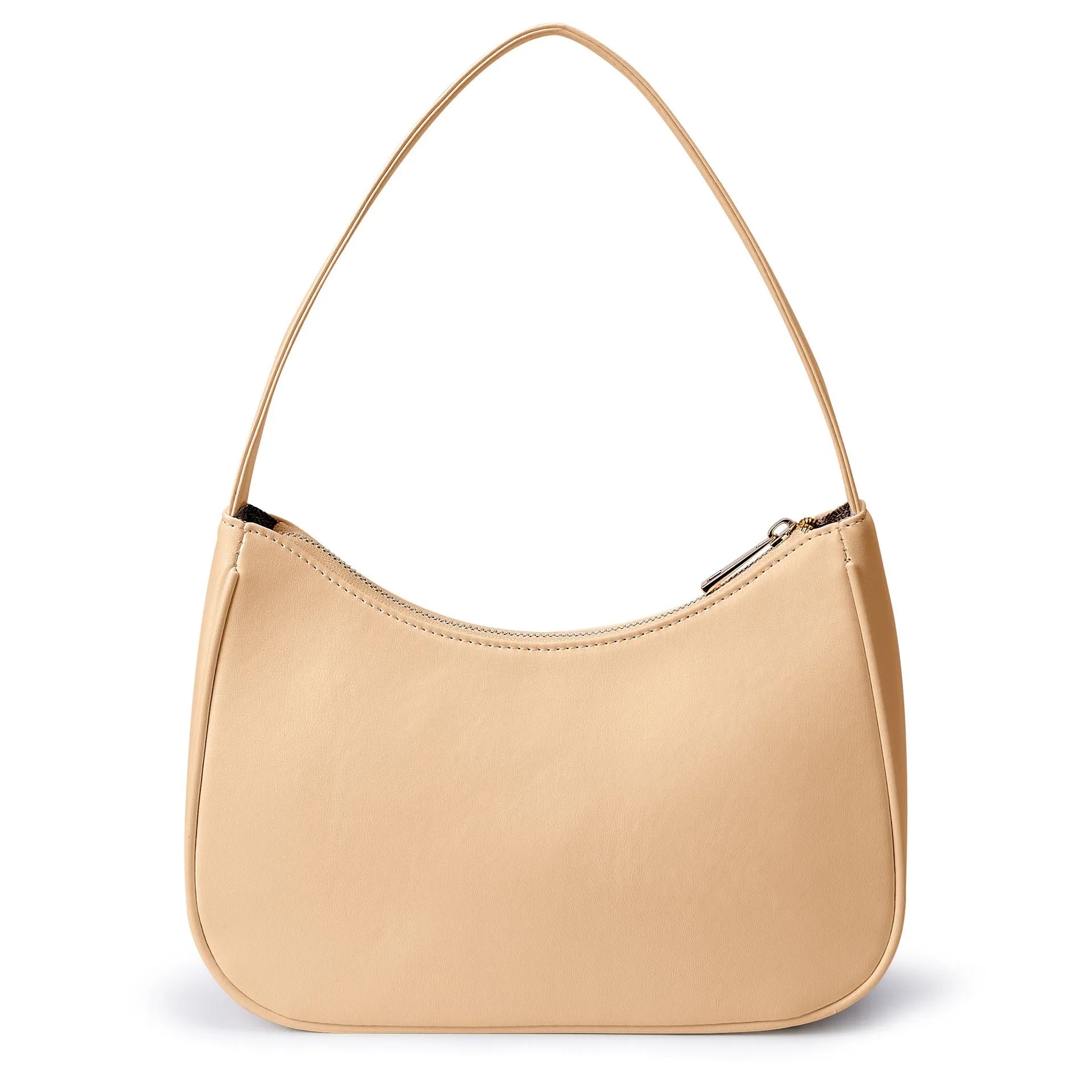 Retro-style waterproof PU shoulder bag in multiple colour options including apricot and glitter