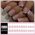 White press on nails with plaid pattern, 24 pieces in box