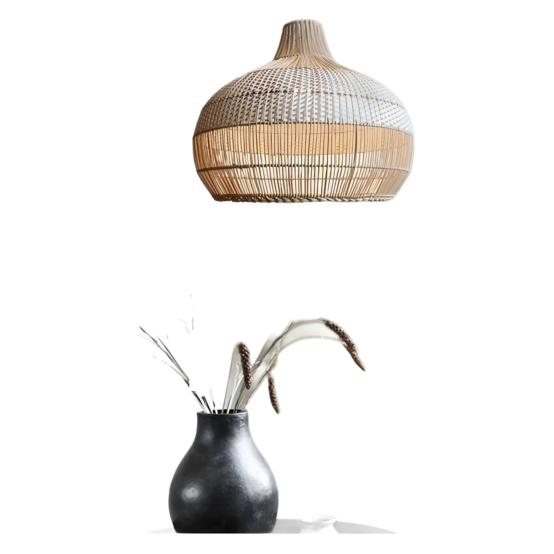 60cm diameter rattan woven chandelier with Silent Wind design for pastoral interiors