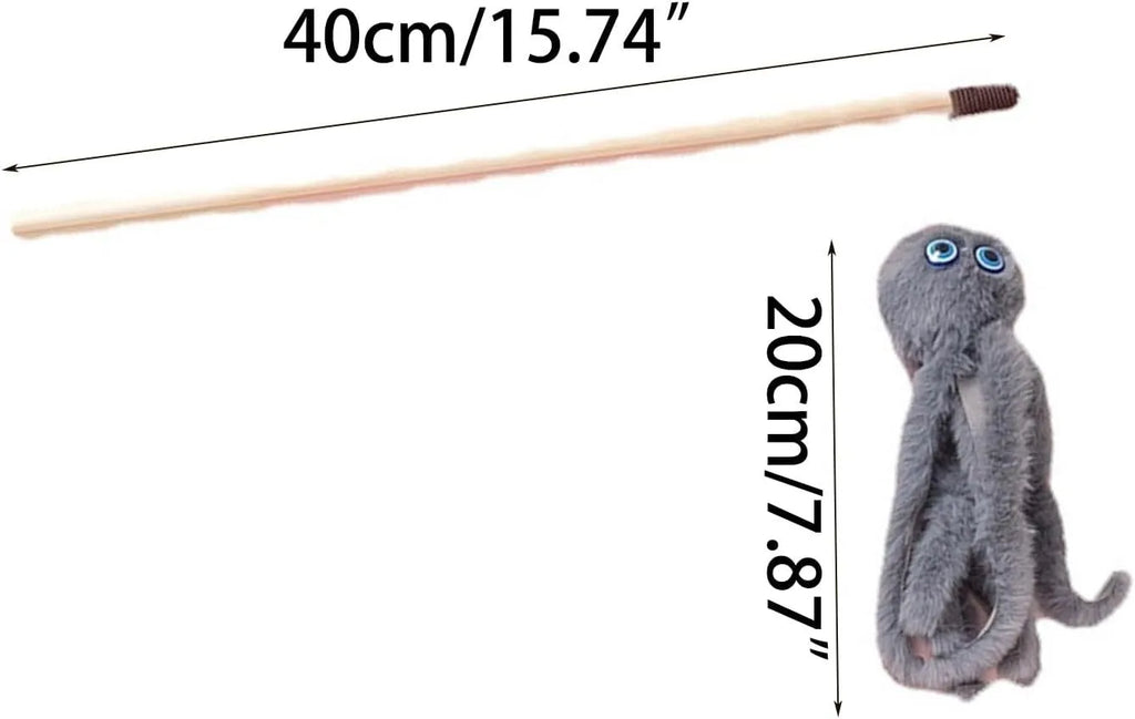 Colourful octopus cat toy on a long stick for indoor kittens and cats
