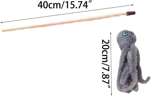 Colourful octopus cat toy on a long stick for indoor kittens and cats