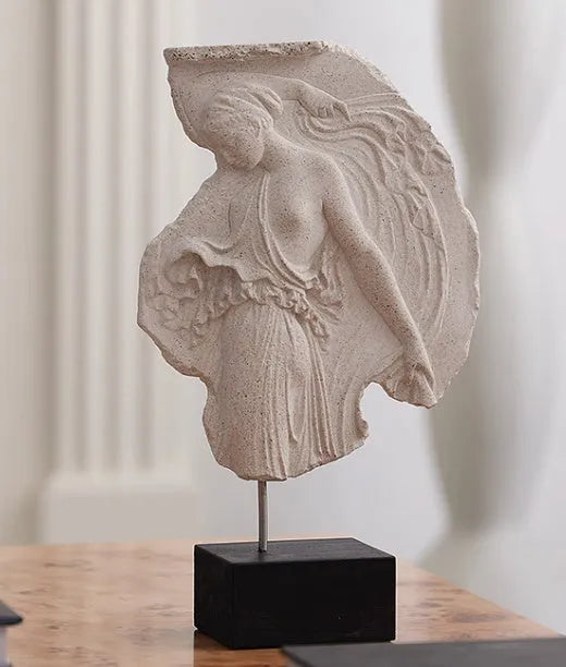 Wine Goddess synthetic resin sculpture ornament in modern style measuring 21cm wide by 35cm tall
