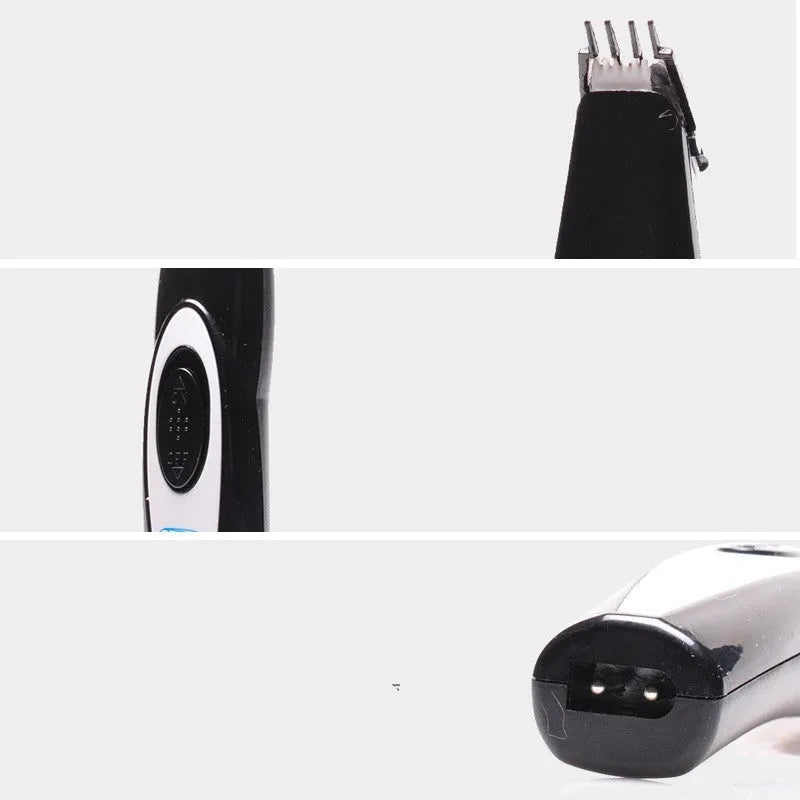 Black USB rechargeable pet hair trimmer clipper for cats and dogs with ceramic blade and cleaning brush