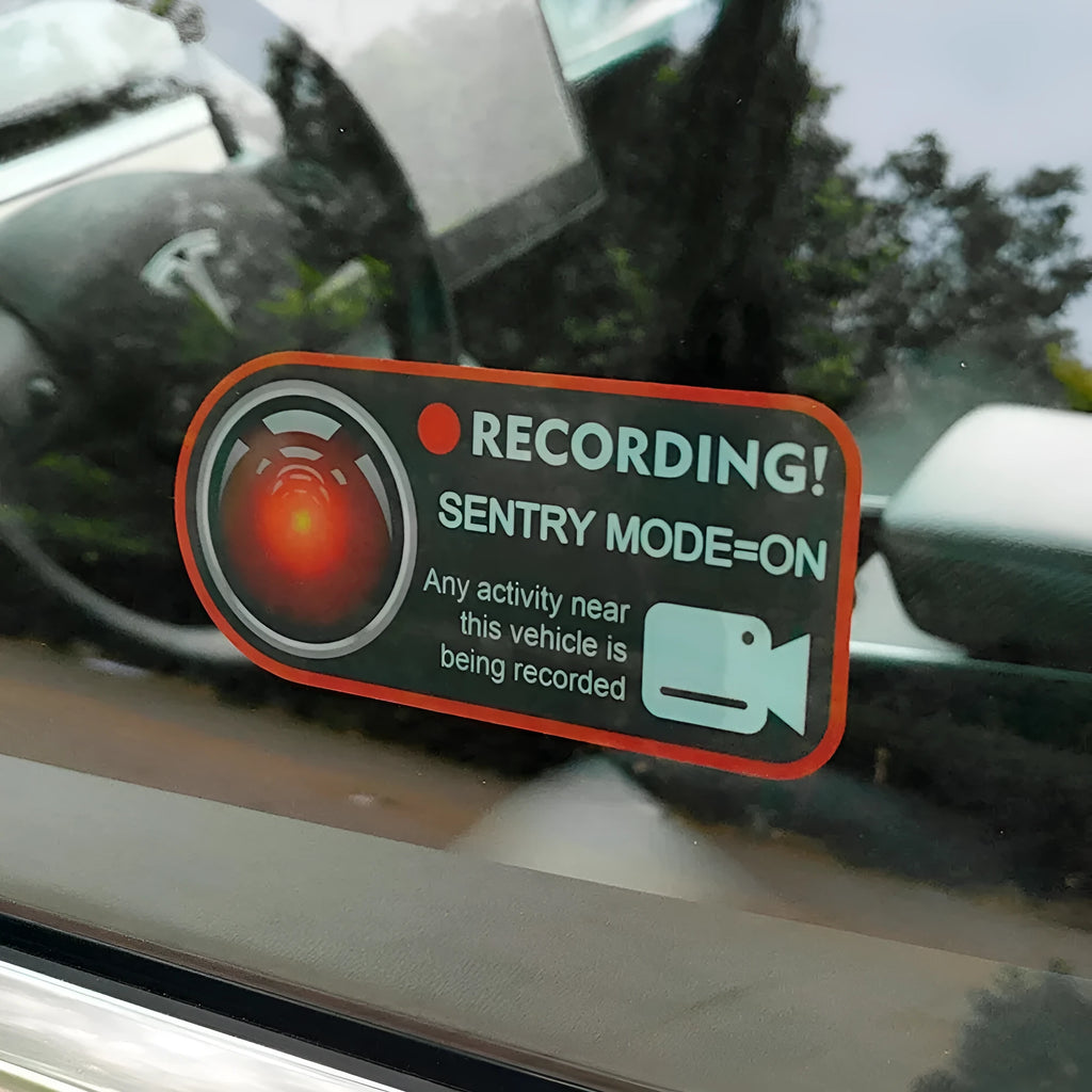 Tesla Sentry Mode warning sticker electrostatic decal measuring 11x5cm