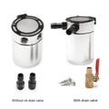 Two-hole aluminium automotive oil can with oil drain valve and connectors for vehicle maintenance