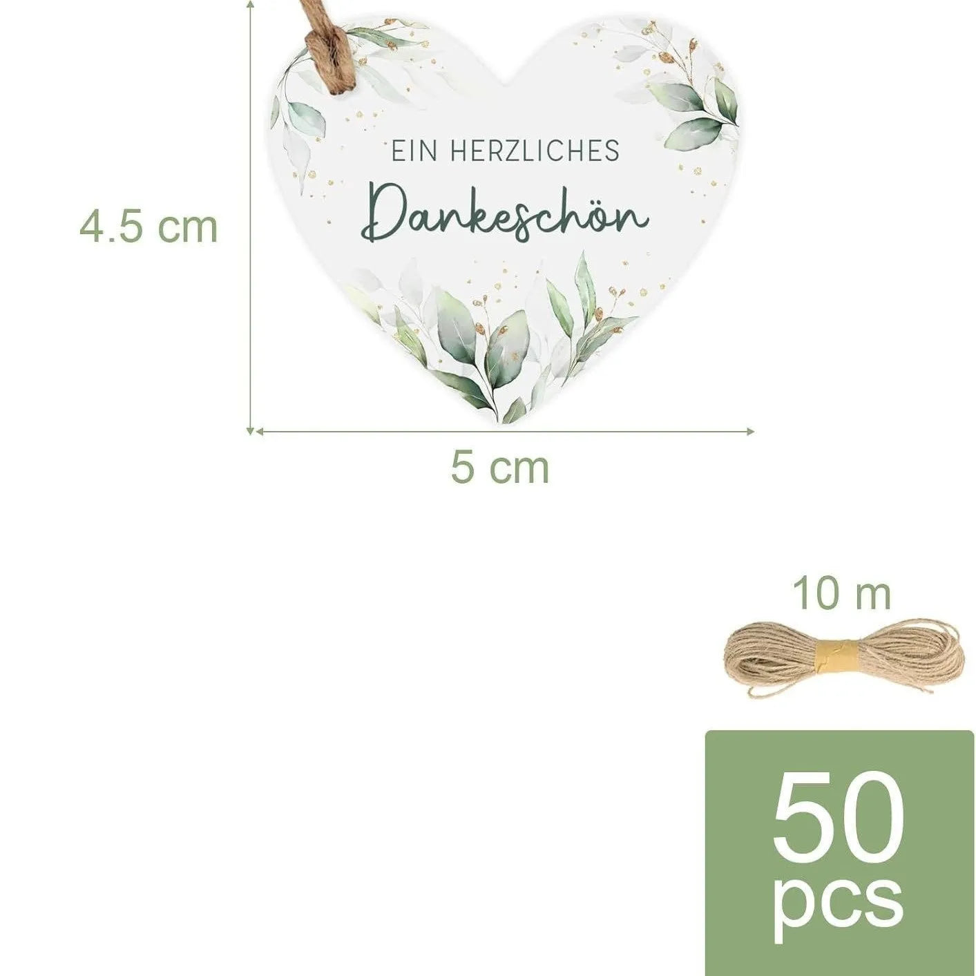 Set of 50 flower heart-shaped paper gift tags in two vintage designs on a table.