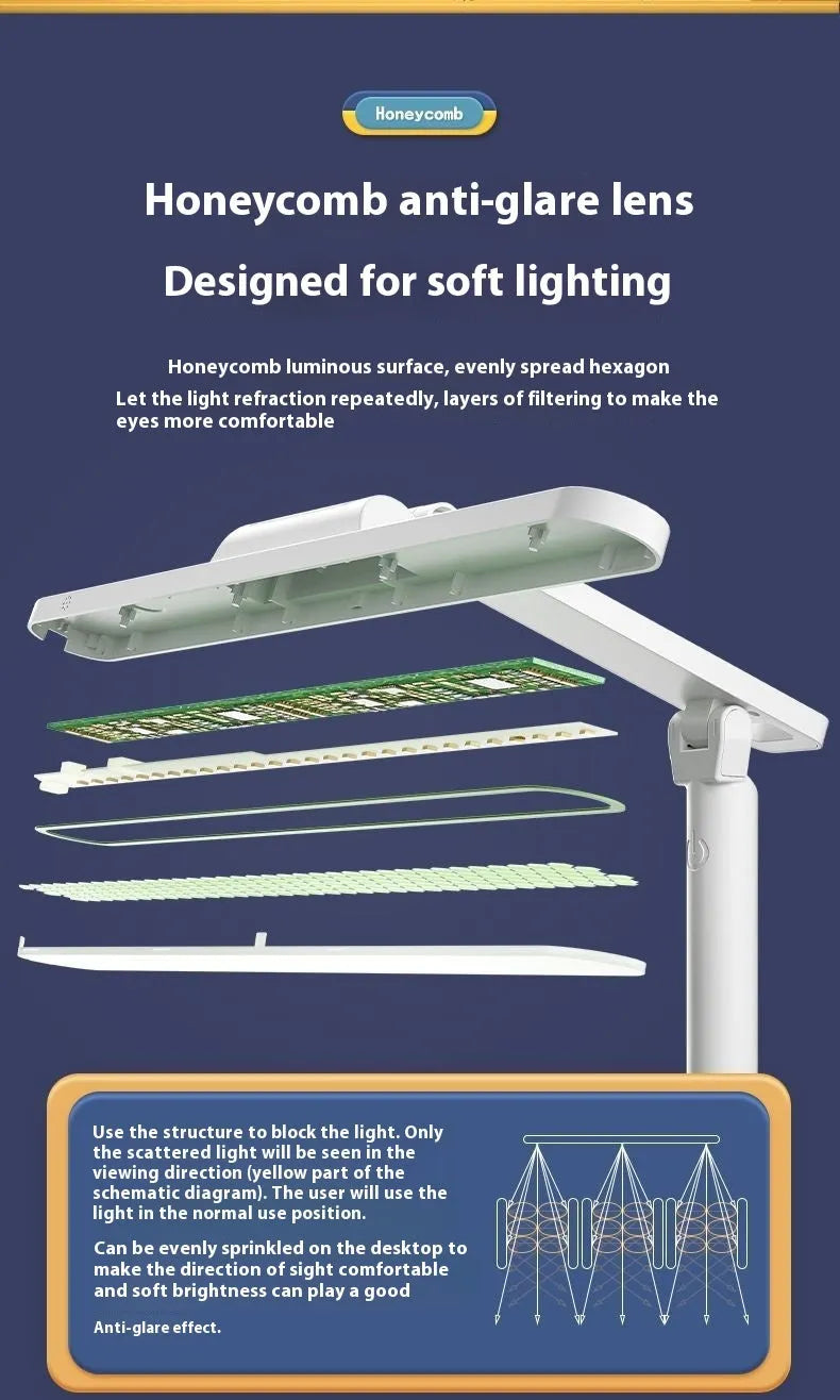 Adjustable reading bookshelf table lamp with dual power supply and three colour temperature settings