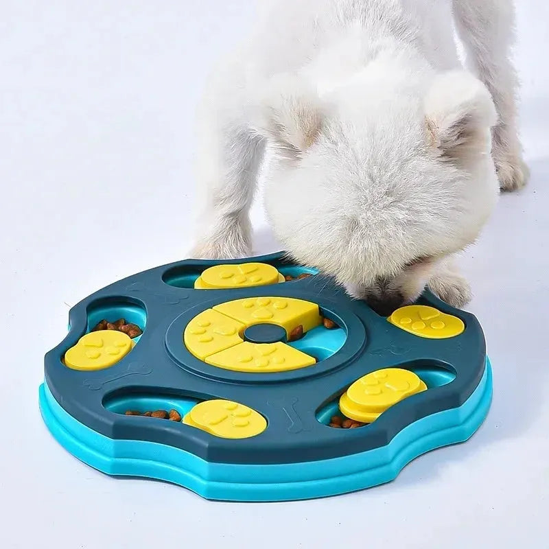 Blue or pink dog puzzle food bowl feeder interactive toy for small medium large breeds
