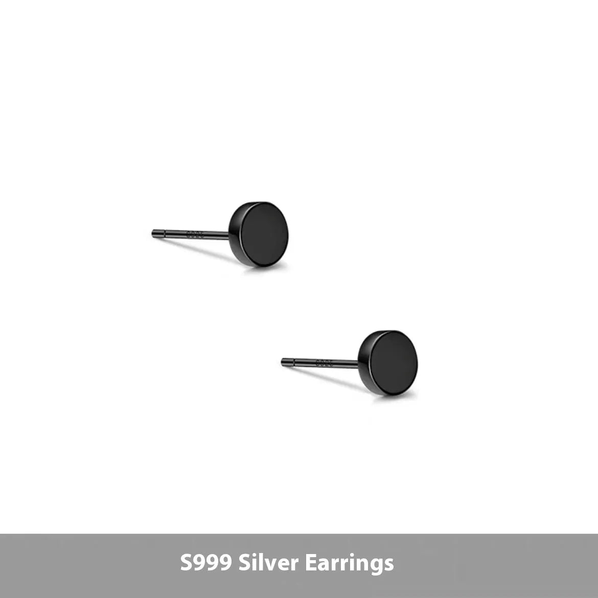 S999 sterling silver flat ear bone studs in silver and black colours, 3mm to 8mm sizes