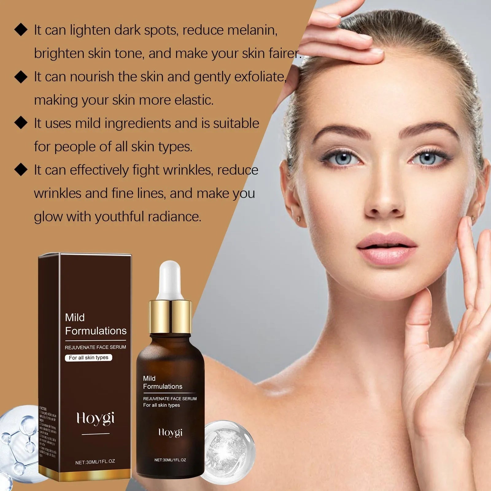 30ml bottle of facial skin care essence with arbutin and collagen