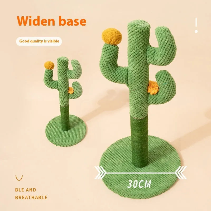 Cactus cat scratch board and climbing pole pet toy in cotton thread.