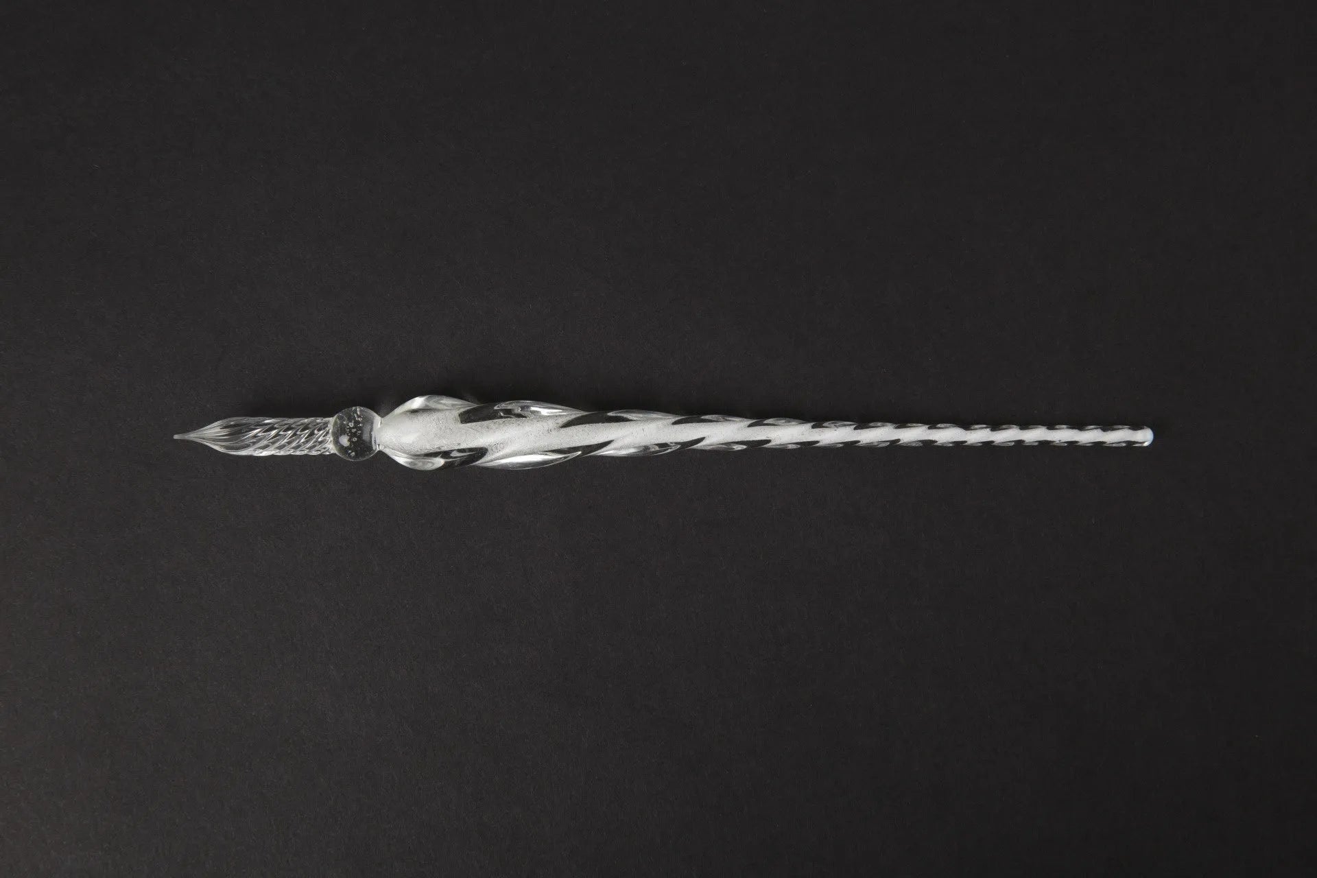 Transparent hand-blown glass crystal pen with coloured ink art effect in choice of 13 colours.