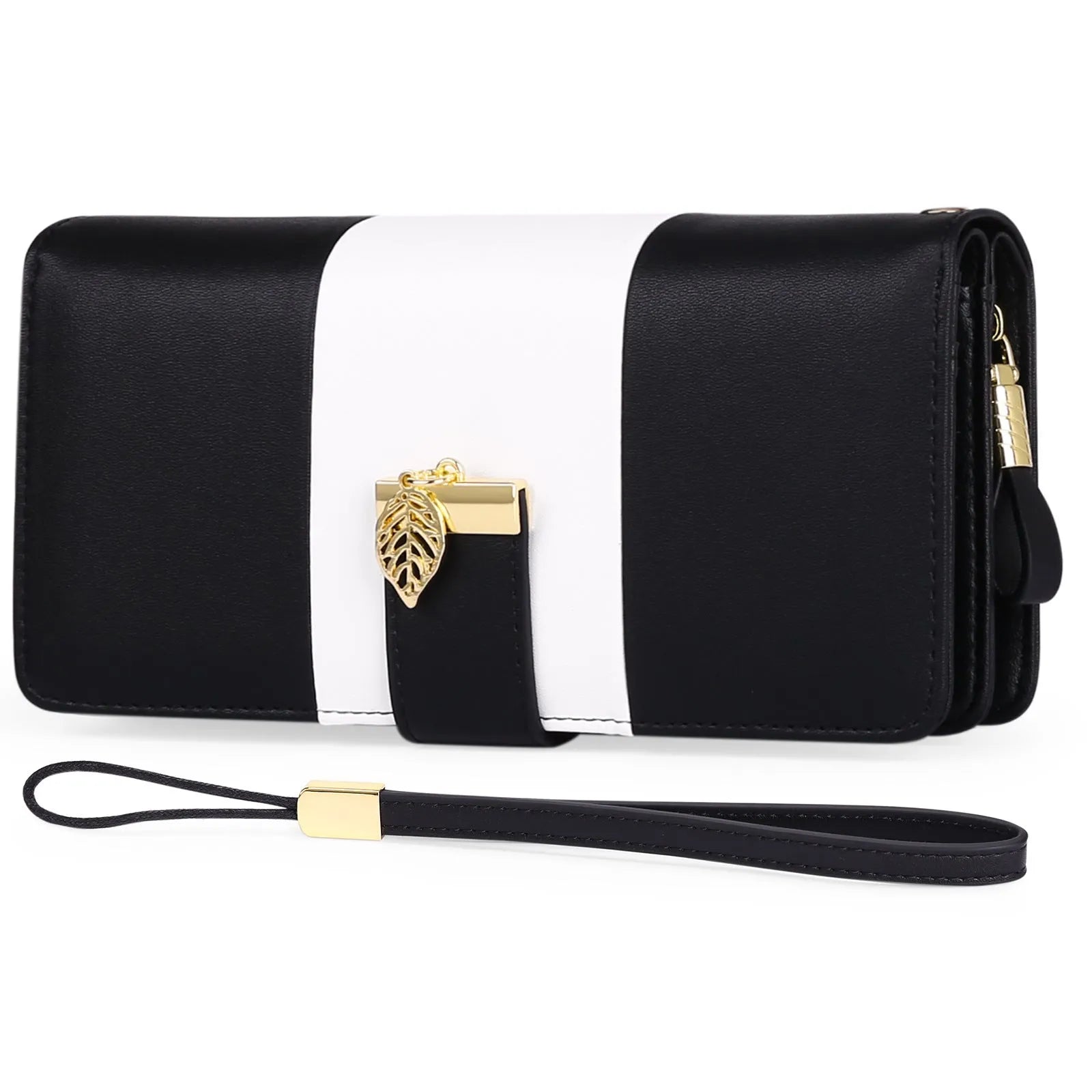 Lock-opening anti-theft clutch handbag in brush PU leather, shown in midnight black.