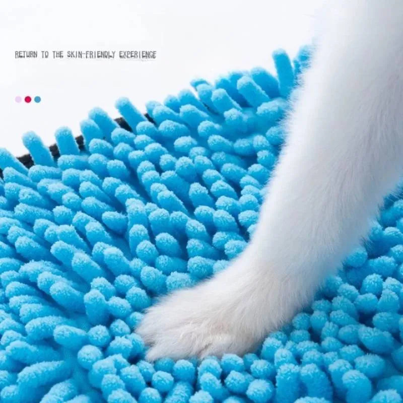 Blue pet bath towel measuring 62x23 cm for drying dogs and cats after washing