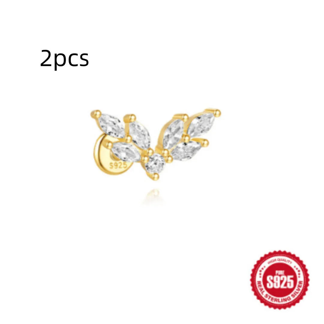 S925 sterling silver water drop earrings with a flat spiral design in a gold electroplated finish.