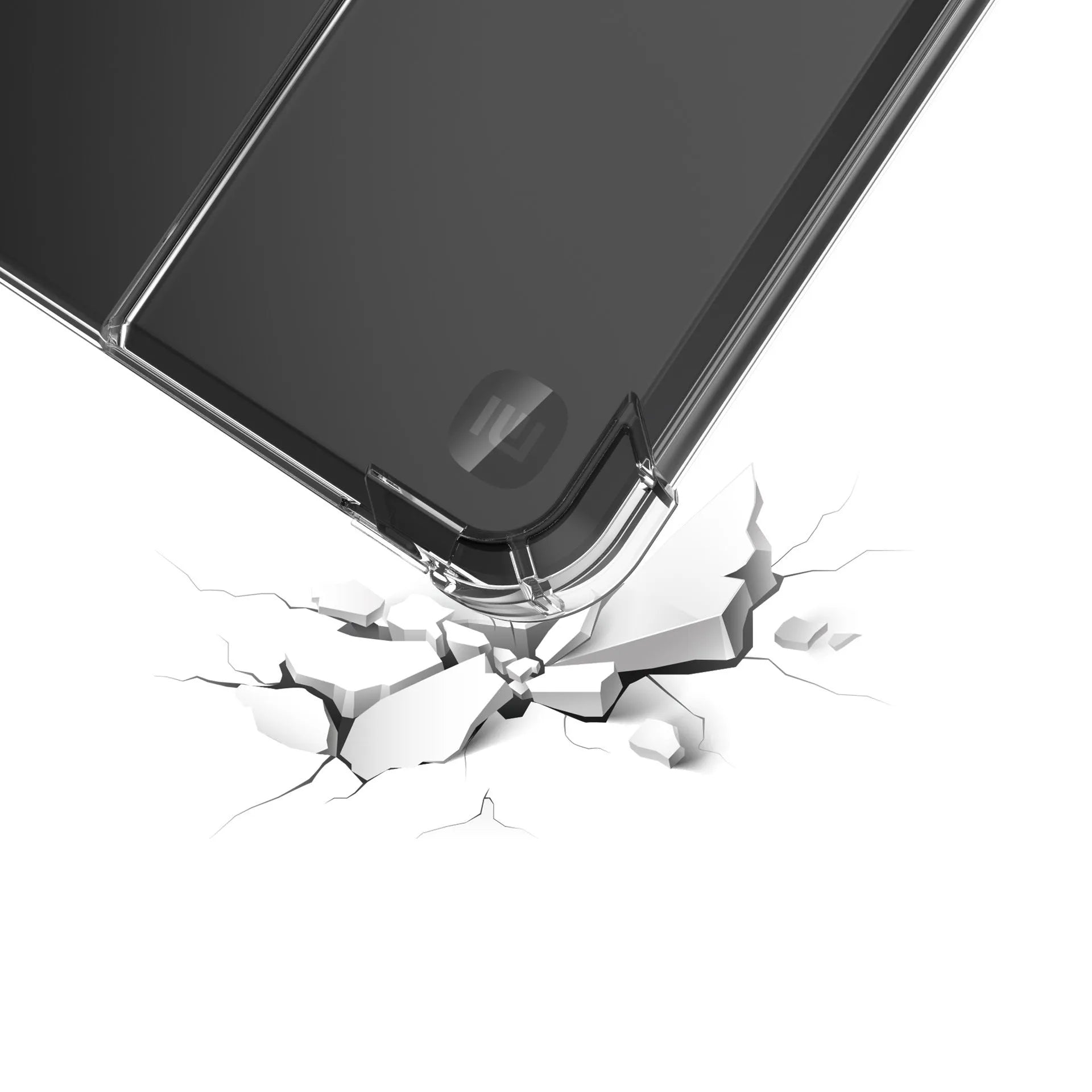 Transparent airbag phone case for a Xiaomi e-book device on a table.