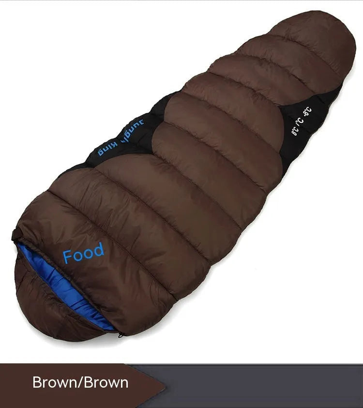 Mummy style camping sleeping bag in Army Green colour with compression storage bag.