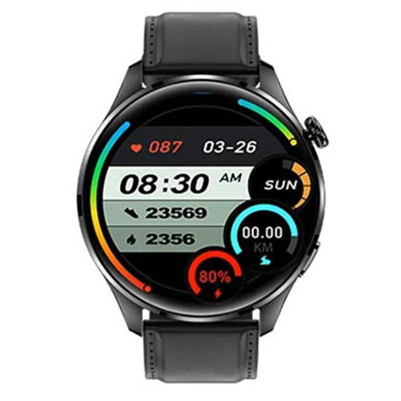 Bluetooth smart watch with round touchscreen display and zinc alloy case