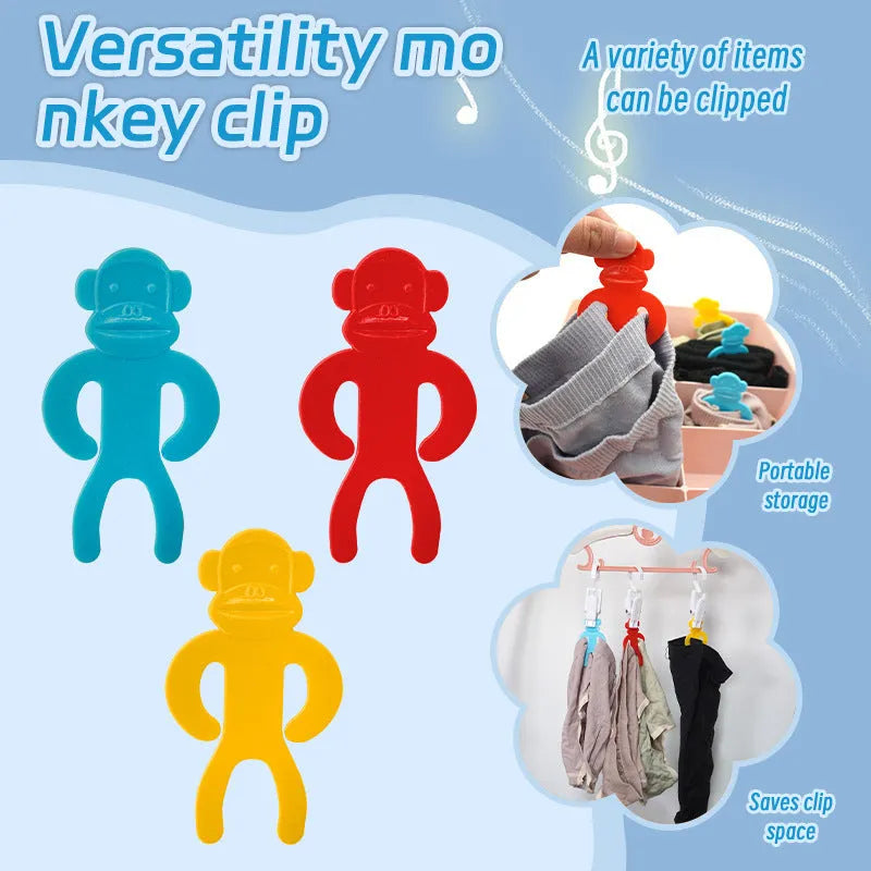 Blue, red and yellow plastic socks storage clips for machine wash organisation