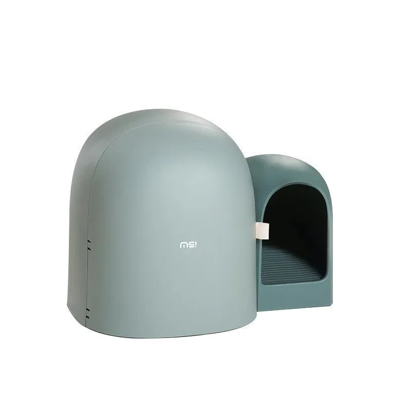 Fully enclosed oversized cat litter box in Moss Green colour