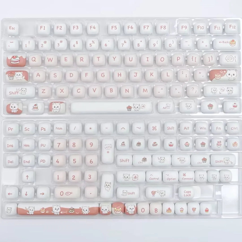 Dessert cat cartoon sublimation printed mechanical keyboard key cap with round MOG profile