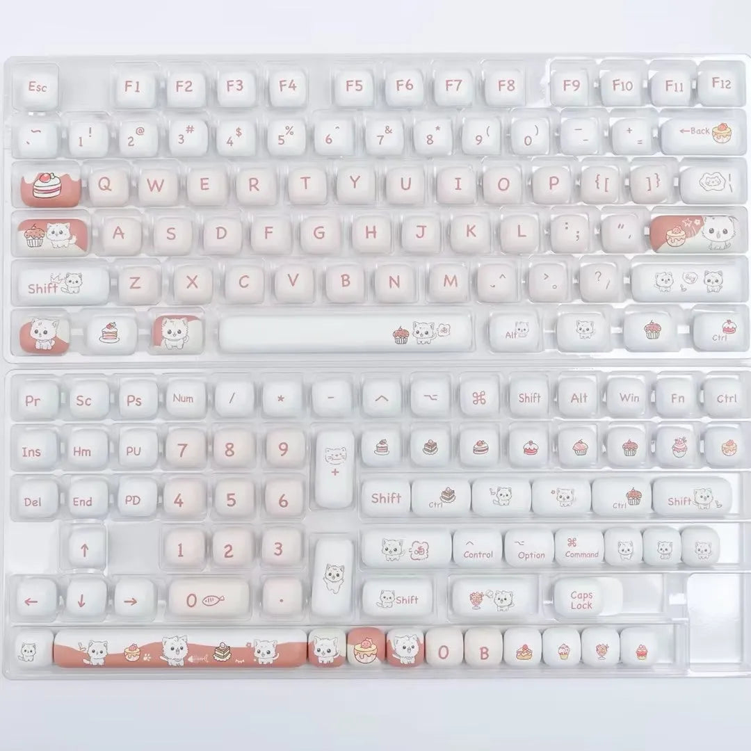Dessert cat cartoon sublimation printed mechanical keyboard key cap with round MOG profile