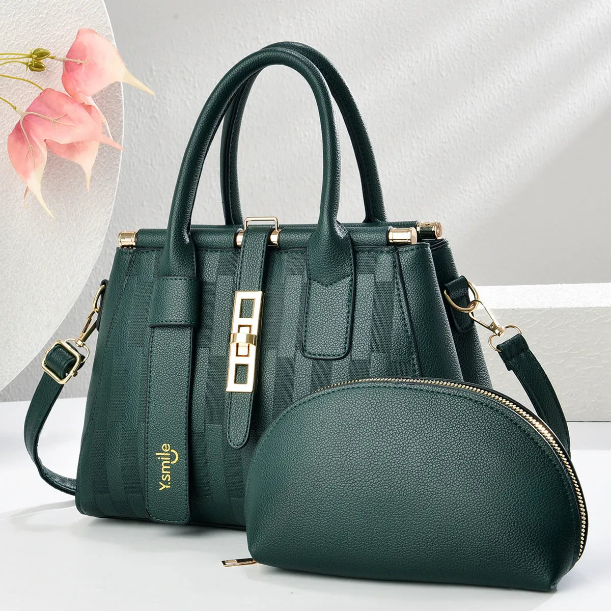 Round PU leather crossbody shoulder bag in multiple colours, dimensions 28x13x20cm.