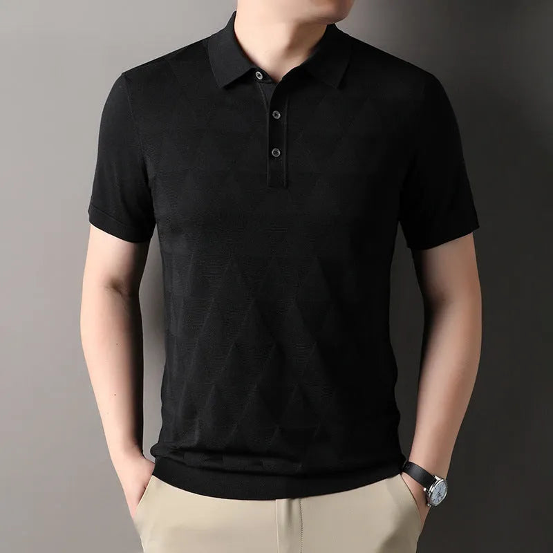 Men's thin ice silk t-shirt in lyocell fabric with short sleeves and regular fit