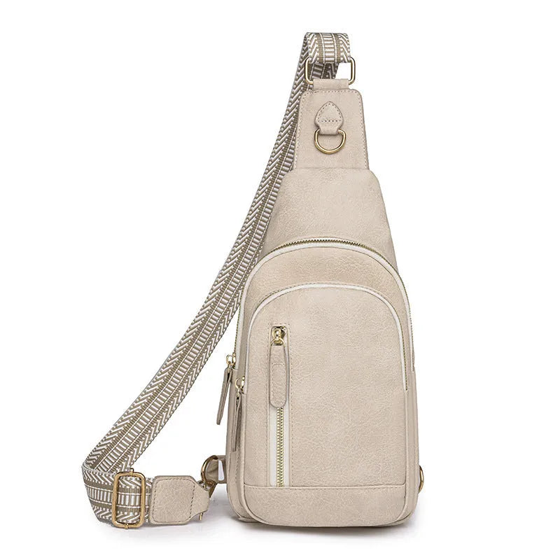 Women's soft PU crossbody messenger bag in street trend style with multiple compartments