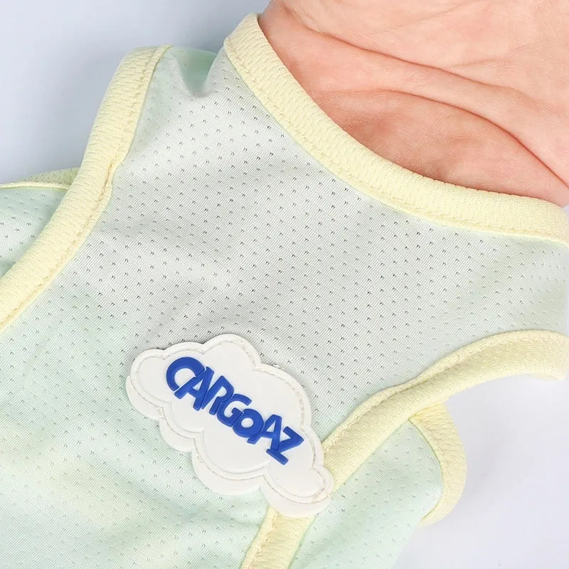 Grass green anti-lint cat summer vest in polyester sports style