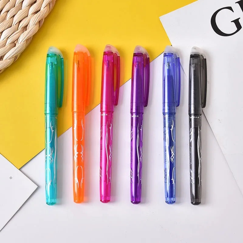Hot erasable gel pen with plastic shell and stainless steel nib in 0.5mm or 0.7mm tip options