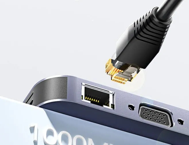 11-in-1 USB-C expansion dock with Gigabit Ethernet port and 20cm connecting cable