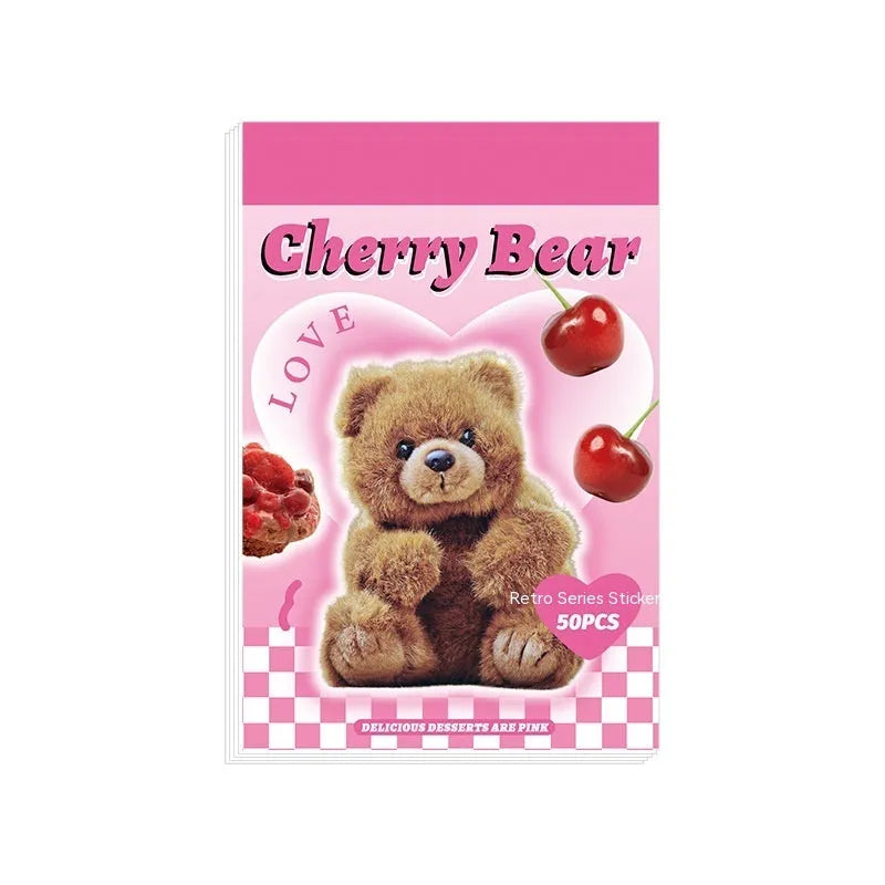 Pack of cartoon mini sticker books with American retro designs in various colours including black, pink, and blue, size 4x6cm