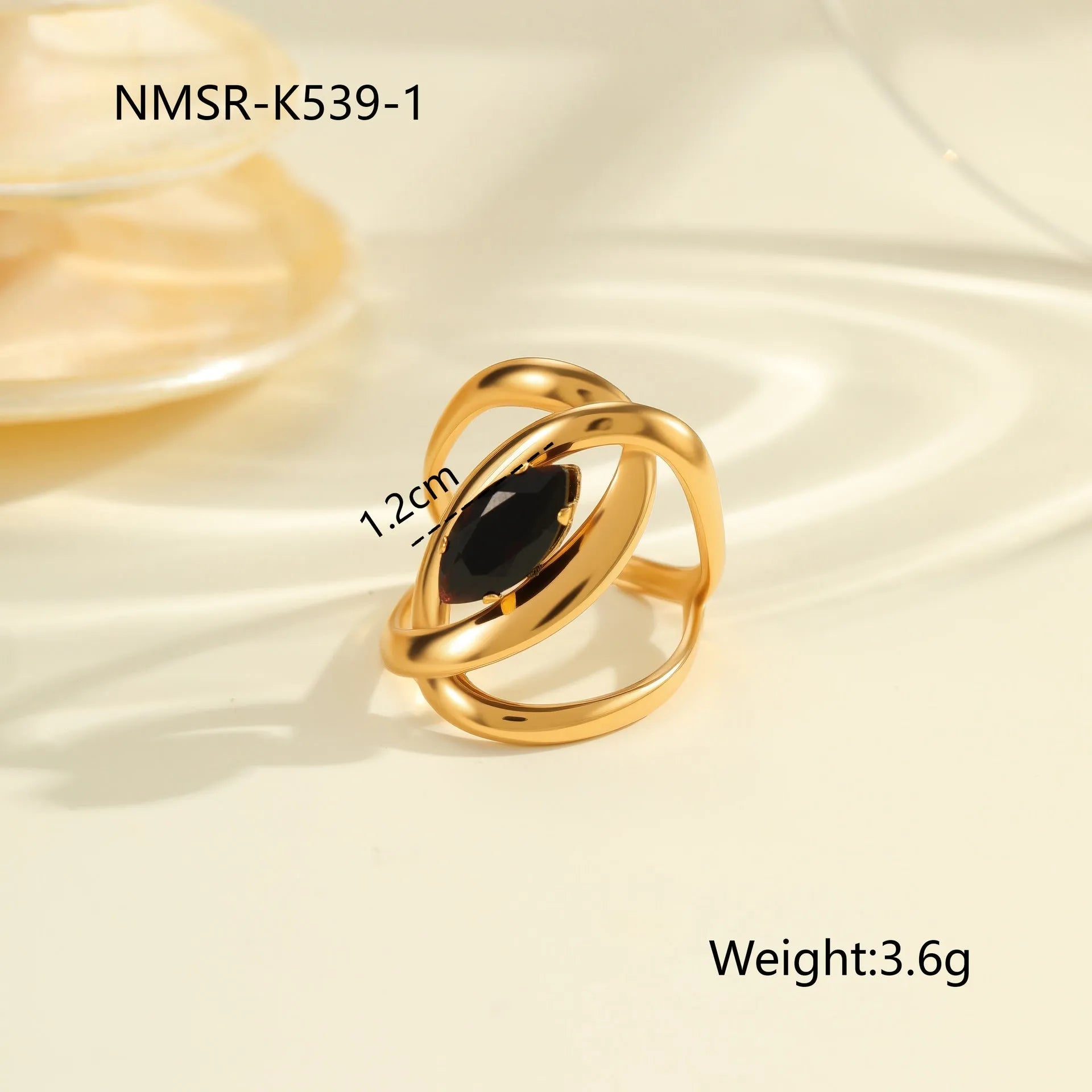 Geometric stainless steel ring for women with zircon detail and open adjustable design.
