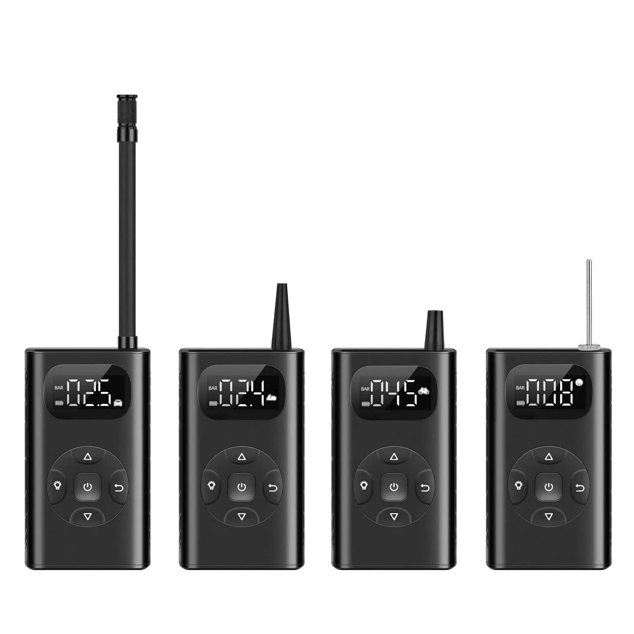 Black aviation aluminium alloy portable power bank tyre inflator with digital display and air hose