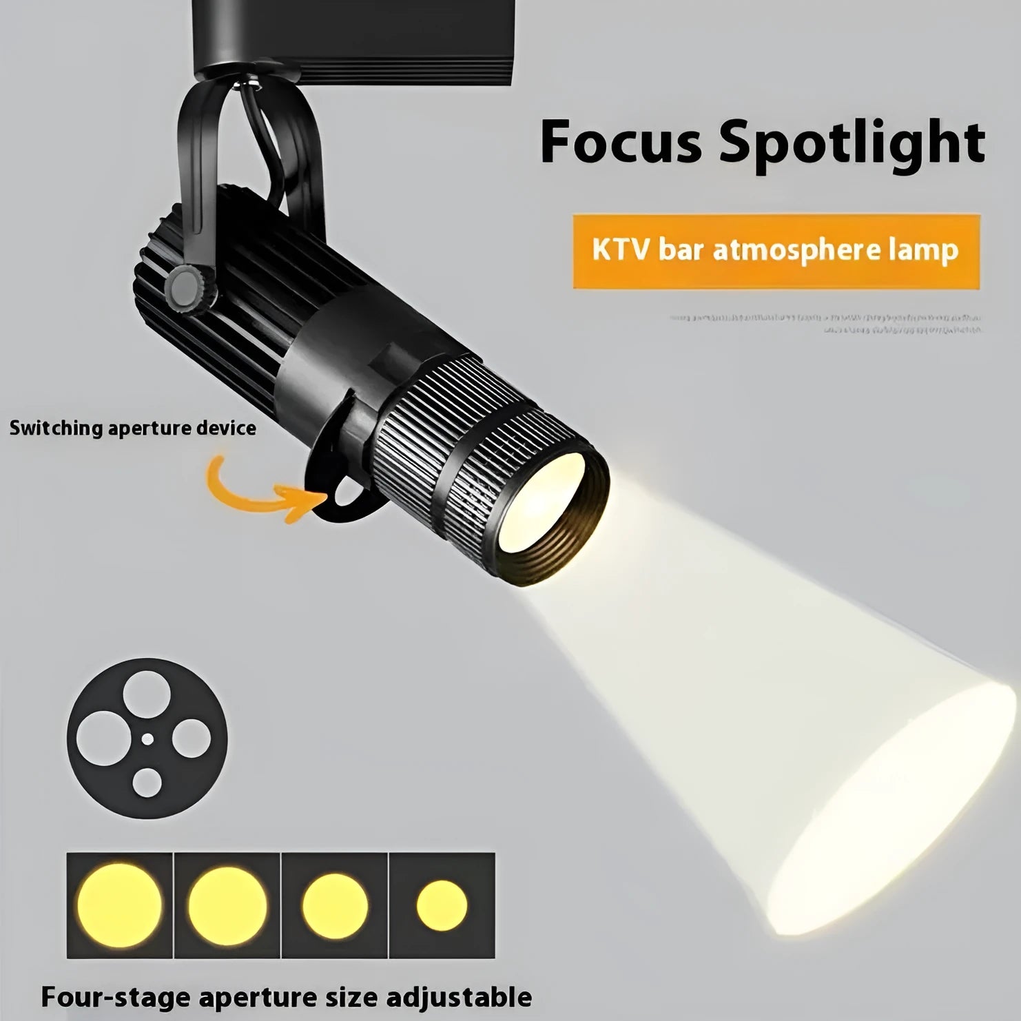 Black surface-mounted LED spotlight with aluminium housing for restaurant lighting