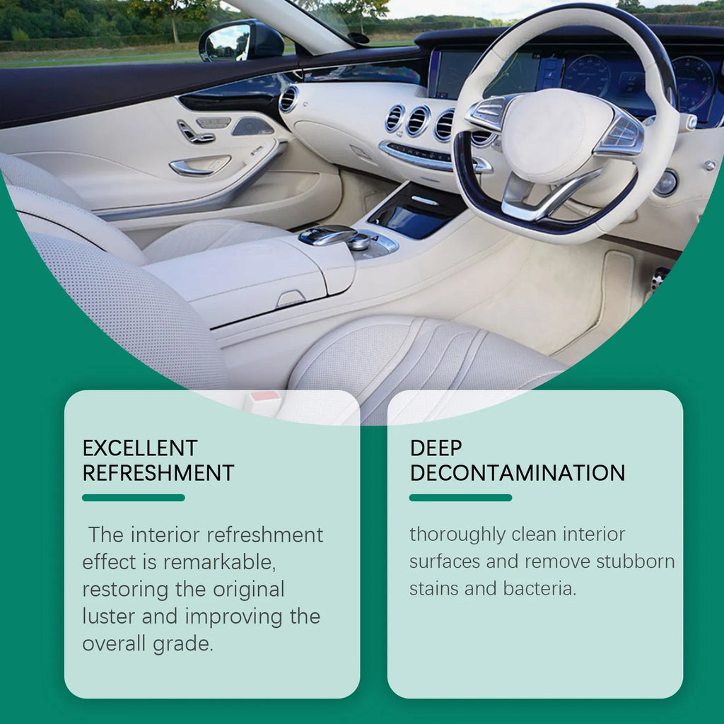 Car interior foamed cleaner in a 120ml bottle with dimensions 4.3x19.8cm for upholstery and dashboard cleaning