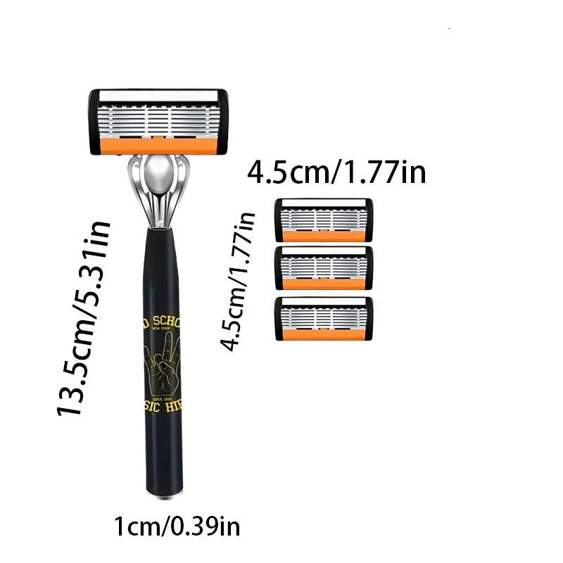 Black six-layer finger type handle for manual shaver with multiple blade quantity options