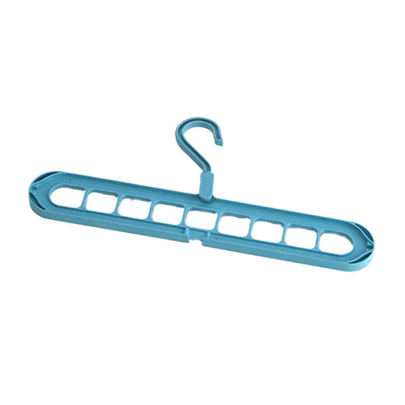 Plastic nine-hole hanger in beige blue gray green or pink for folding pant storage