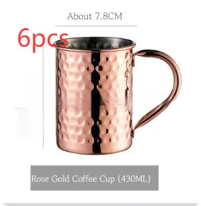 Stainless steel Moscow Mule cup with copper plating in hammer point style showing metallic finish.