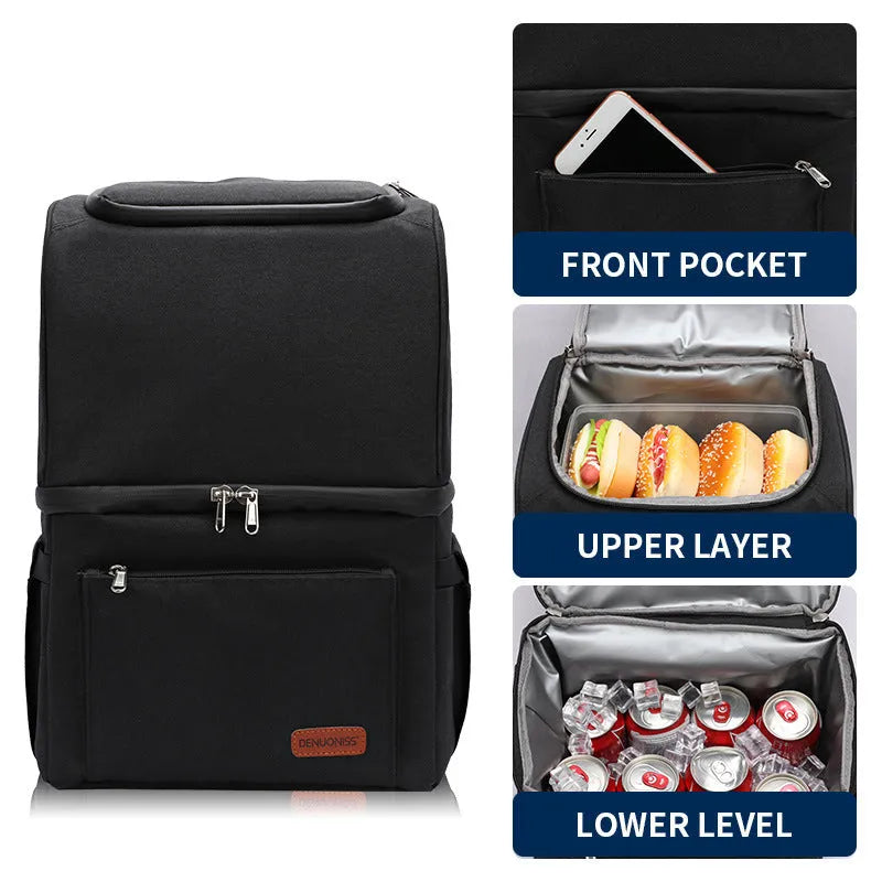 Double layer insulated backpack with ice pack compartment in blue colour option